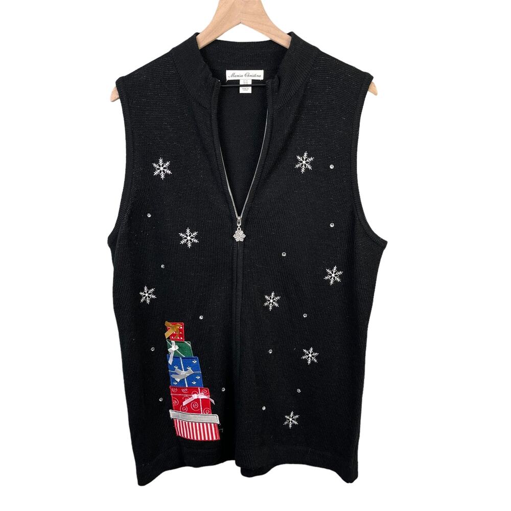 Marisa Christina Christmas Sweater‎ Vest Womens XL Warm Comfy Knit Material